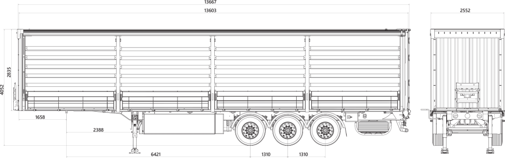 تریلی چادری  سه محور با سقف و دیواره های کشوئی جدید 2021